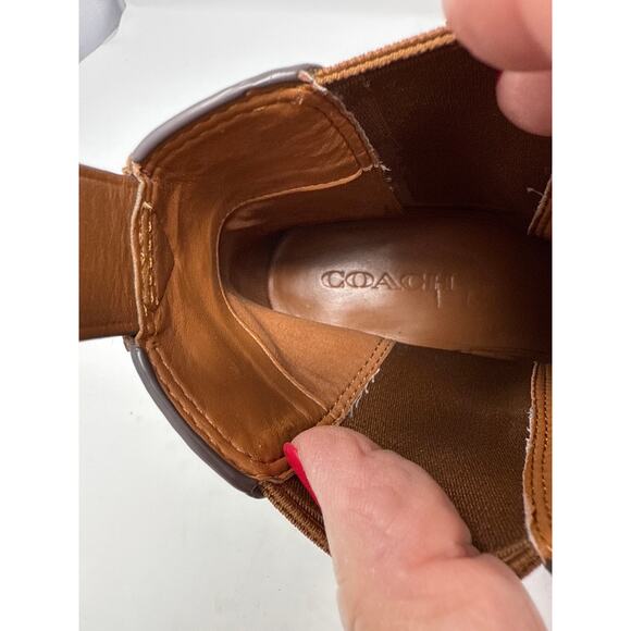 Coach Women's Buckle Chelsea Ankle Boots FG1002 Leather Dark Saddle Brown 8.5B - Picture 9 of 9